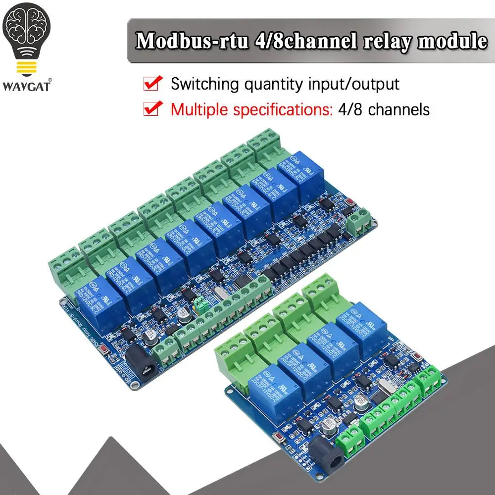 5V 12V Modbus Rtu 4 8 channel Relay Module RS485 TTL Communication 4 8 way Input Relay Module