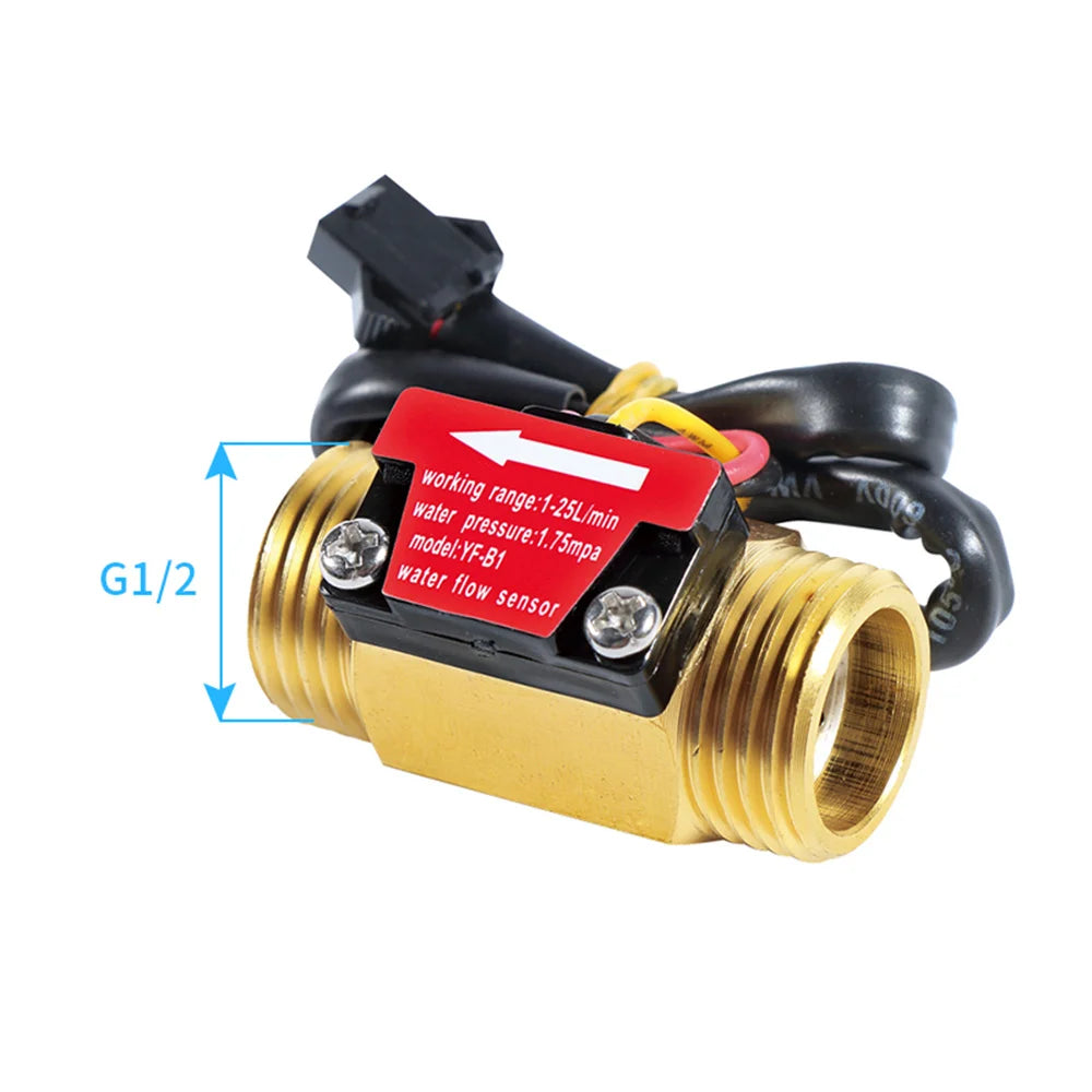 YF-B1 G1/2 Water Flow Sensor Hall Sensor Switch Industrial Flowmeter Water Flow Sensor DC5-18V 1-25L/min 1.75MPa Water Pressure