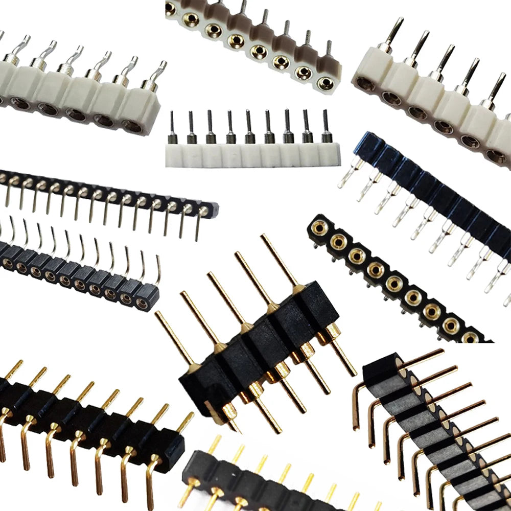 10pcs 2.54mm  L7.43mm Round Female Header Socket Single Row RA 1x40Pin Horizontal SMT Gold Round Hole Socket 0.1" Hole Male Pin