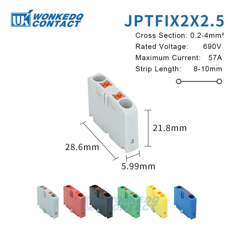 Distribution Block PTFIX 2.5mm² 2/4/6/7/12/13/18/19 Connection Push-in Electric Power Terminal Block Connector Mount on Din Rail