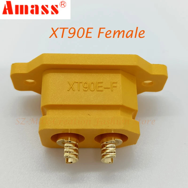 Original Amass XT90E-F Battery Connector XT90E Female Plug Gold-plated XT90 Mountable Connector Plug  Yellow Socket