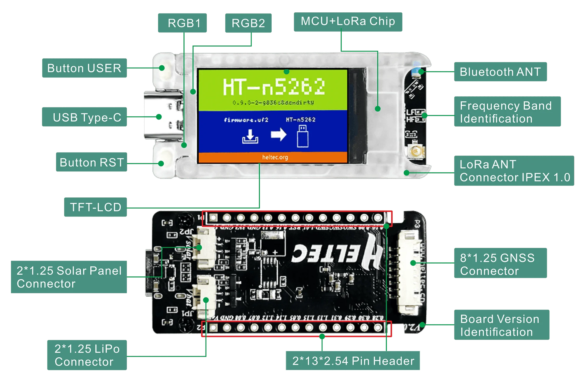 Heltec Mesh Node T114 nRF52840 SX1262 LoRa Meshtastic Board 868MHz 915MHz Ultra Low Power TFT Display Solar GPS Interface
