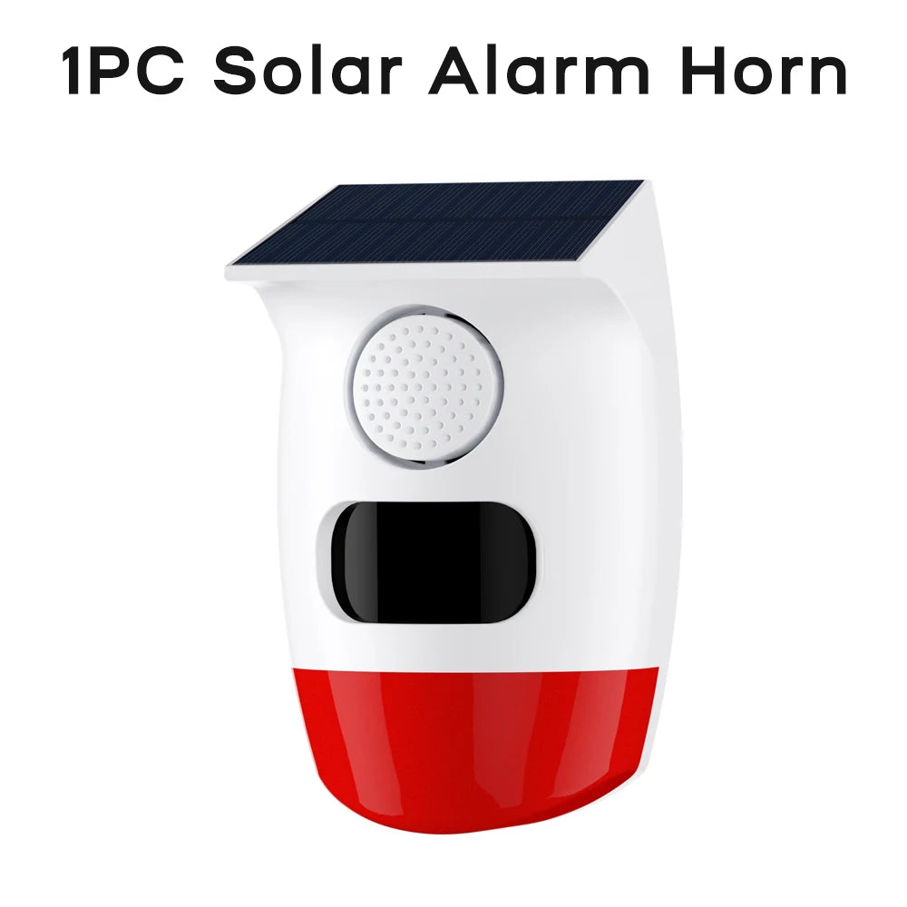 Outdoor Solar Alarm PIR Infrared Motion Sensor 120dB Siren Sound Light Flash Waterproof Security Protection for Yard