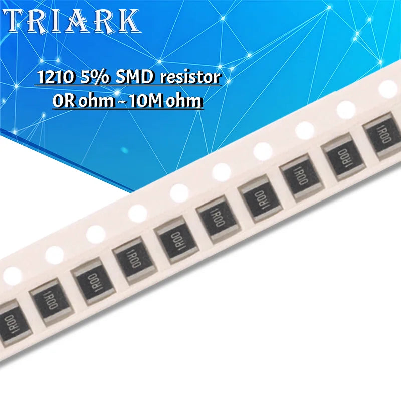 100PCS 1210 SMD Resistor 5%  0R - 10M 0 10 100 220 470 ohm 1R 10R 47R 100R 220R 470R 1K 2.2K 4.7K 10K 100K 910K 1M 1/2W Resistor