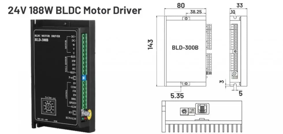 DC24V/48V AC220V Nema23 Nema34 Brushless Motor Driver Kit 57mm 86mm 65W-800W BLDC Motor Hall Sensor 3000rpm For PCB Drilling