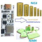 2A/4A 4-12 Cell NIMH Charger Module TYPE-C DC 5V Boost BMS CC/CV NiCd for 4.8V 6V 7.2V 8.4V 9.6V 10.8V 12V 13.2V 14.4V Battery