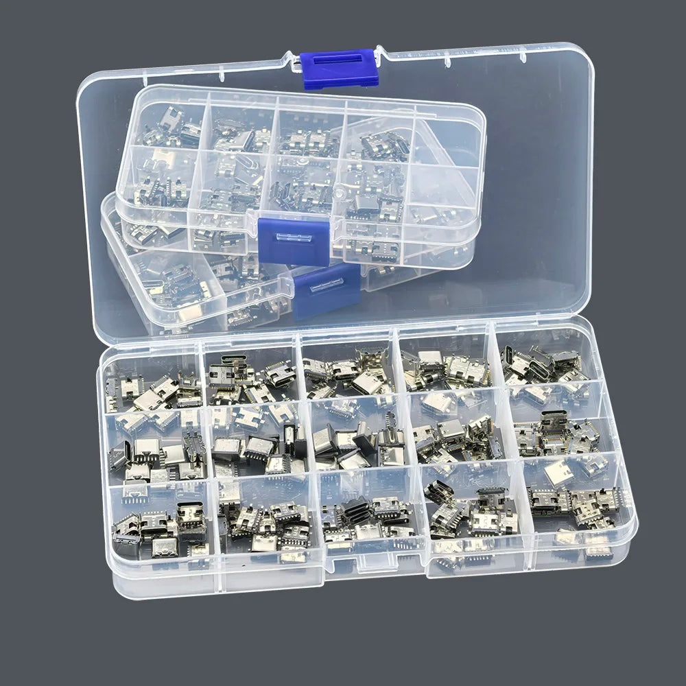 1Box Type-C USB Female Charging Dock Connectors Kit 2/6/16 Pin SMD DIP PCB DIY Repair Charging Port USB-C Type-C Socket Jack