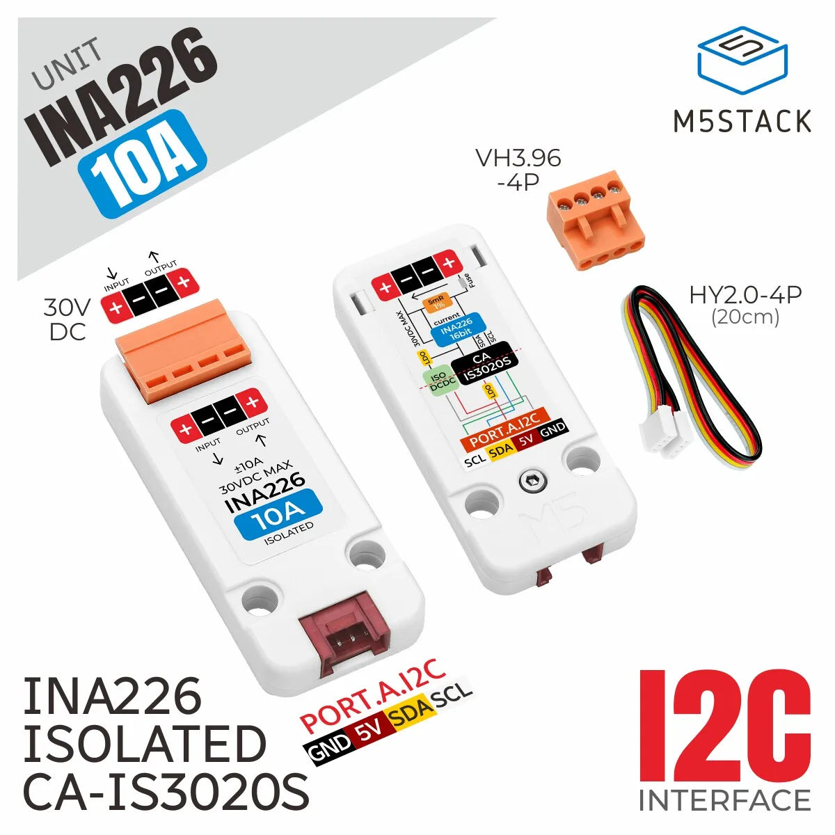 M5Stack Unit INA226-10A Fully Isolated High Precision Current and Voltage Measurement ± 10A Range