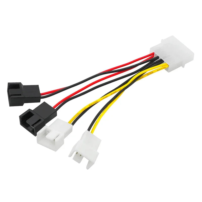 4-Pin Molex To 3-Pin Fan Power Cable Adapter Connector 12v*2/ 5v*2 Computer Cooling Fan Cables For CPU PC Case Fan Cable