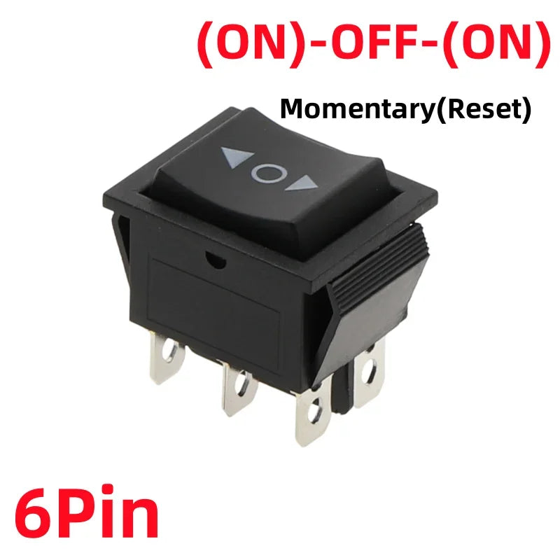 1PCS KCD4 Black Rocker Switch Power Switchs ON-OFF-ON 2/3 Position 4/6 Pins The arrow is Reset/Latch 16A 250VAC/ 20A 125VAC