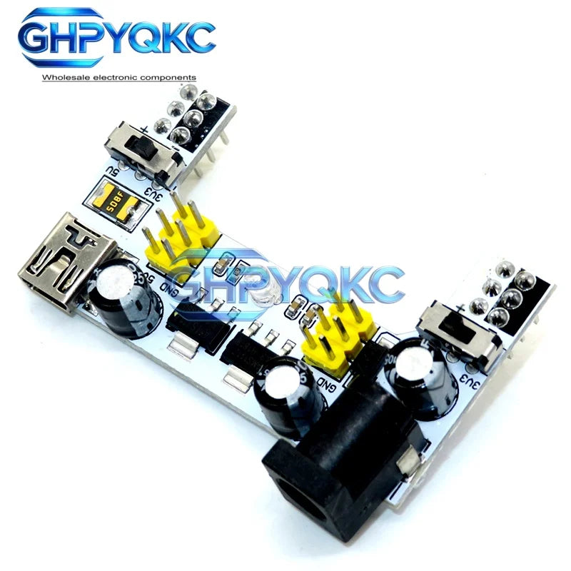 GHPYQKC MB102 Breadboard Dedicated Power Supply Module Mini USB Black White 2 Way 3.3V 5V MB-102 Solderless Bread Board