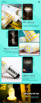 1-10pcs E14 LED Bulb Lamp 3W 5W 9W AC 220V-240V Mini Corn Bulb Light 2835SMD 360 Beam Angle Replace Halogen Chandelier Lights