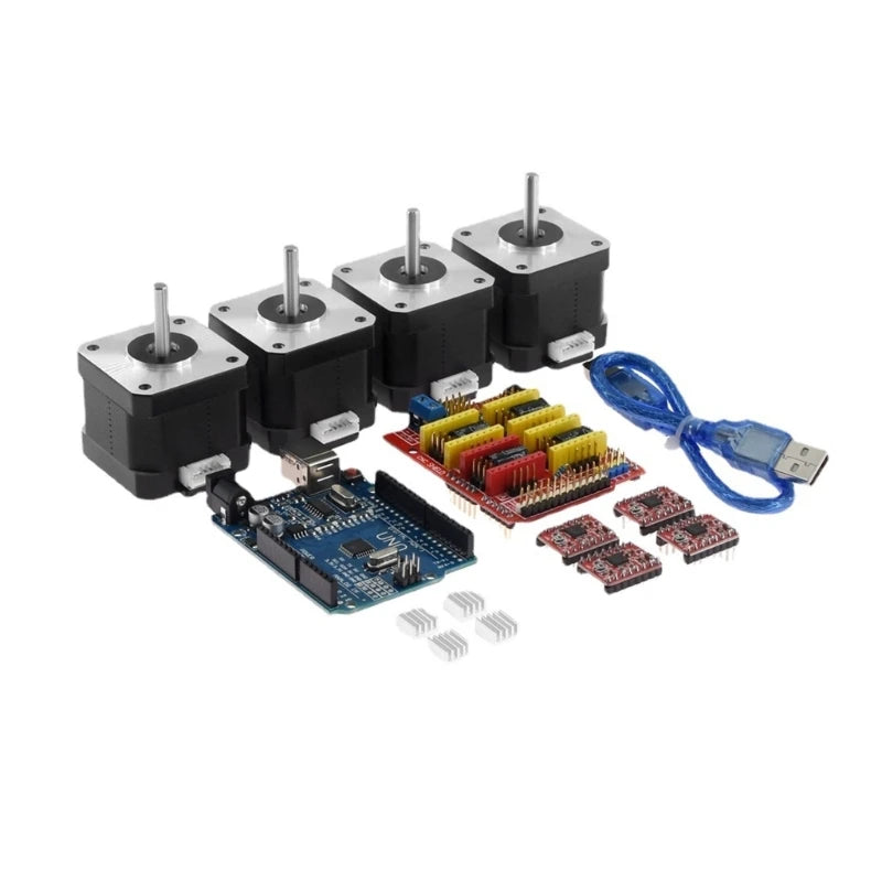 4-Lead Nema17 Stepper Motor 17HS4401S + CNC-Shield V3 Engraving Machine+4pcs A4988 Driver Expansion Board 3D Printer Kit