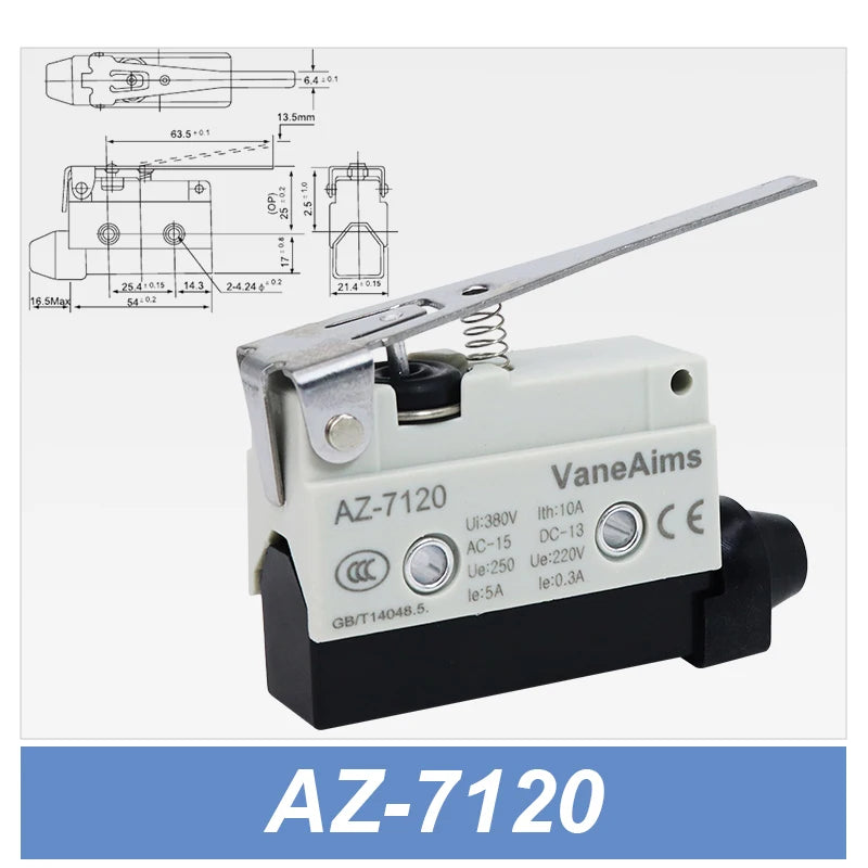 Waterproof AZ Micro Limit switch 10A 250V AZ-7312 AZ-7311 AZ-7121 AZ-7120 Small Roller Lever Travel Switch without fixation