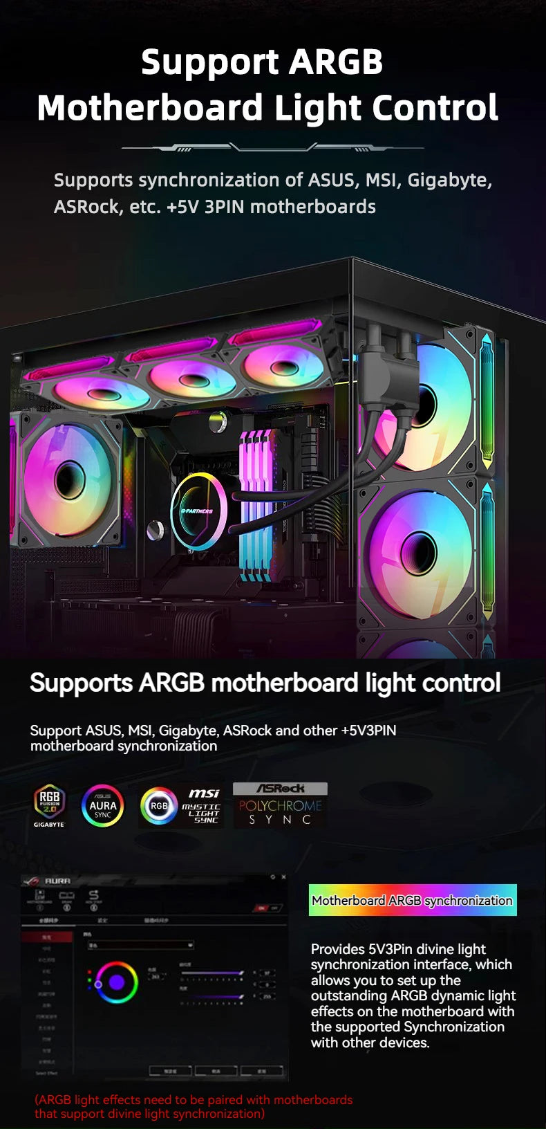Coolcirc ARGB Infinity Mirror PC Case Fan - 3-Pack 120mm Free Wire-Splicing Cooling Fan with PWM Silent Fan for Computer Case