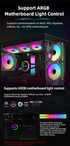 Coolcirc ARGB Infinity Mirror PC Case Fan - 3-Pack 120mm Free Wire-Splicing Cooling Fan with PWM Silent Fan for Computer Case
