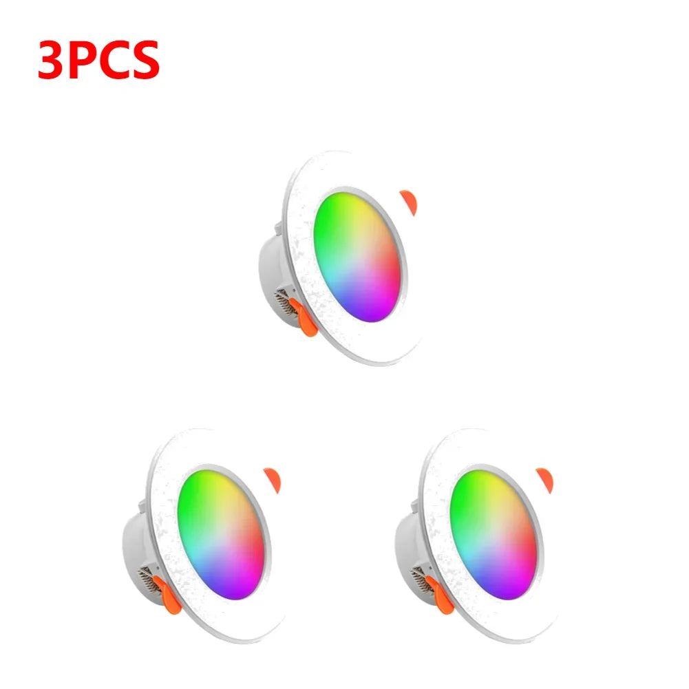 12-1Pcs RGB LED Bulb Tuya Dimmable Downlight Spotlight Bluetooth-Compatible Lamp 10/15W APP Control GB+CW+WW Smart Lamp