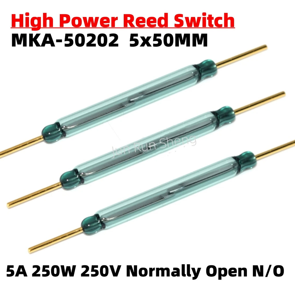 1/10PCS High Power MKA50202 Reed Switch MKA-50202 Normally Open N/O 5*50MM 5A 250W 250V Magnetic Contact Switch Induction Sensor