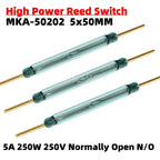 1/10PCS High Power MKA50202 Reed Switch MKA-50202 Normally Open N/O 5*50MM 5A 250W 250V Magnetic Contact Switch Induction Sensor