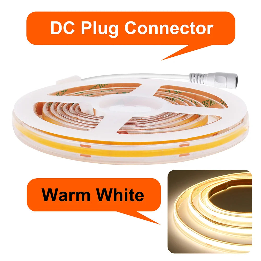 12V 24V Waterproof COB LED Strip Light 3000K 4000K 6000K IP67 Flexible Led Tape 480LEDs/m 5m 10m 20m 0.5m 1m 2m Linear Lighting