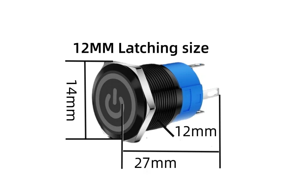 12/16/19/22MM black metal switch button self-locking latching reset power button start stop car motorcycle 6/12/24/220V on off