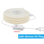 220V Dimmable COB LED Neon Strip Light With Switch/Dimmer EU Power Kit 288Led/M Waterproof 3000K 4000K 6000K Flexible Lamp Decor