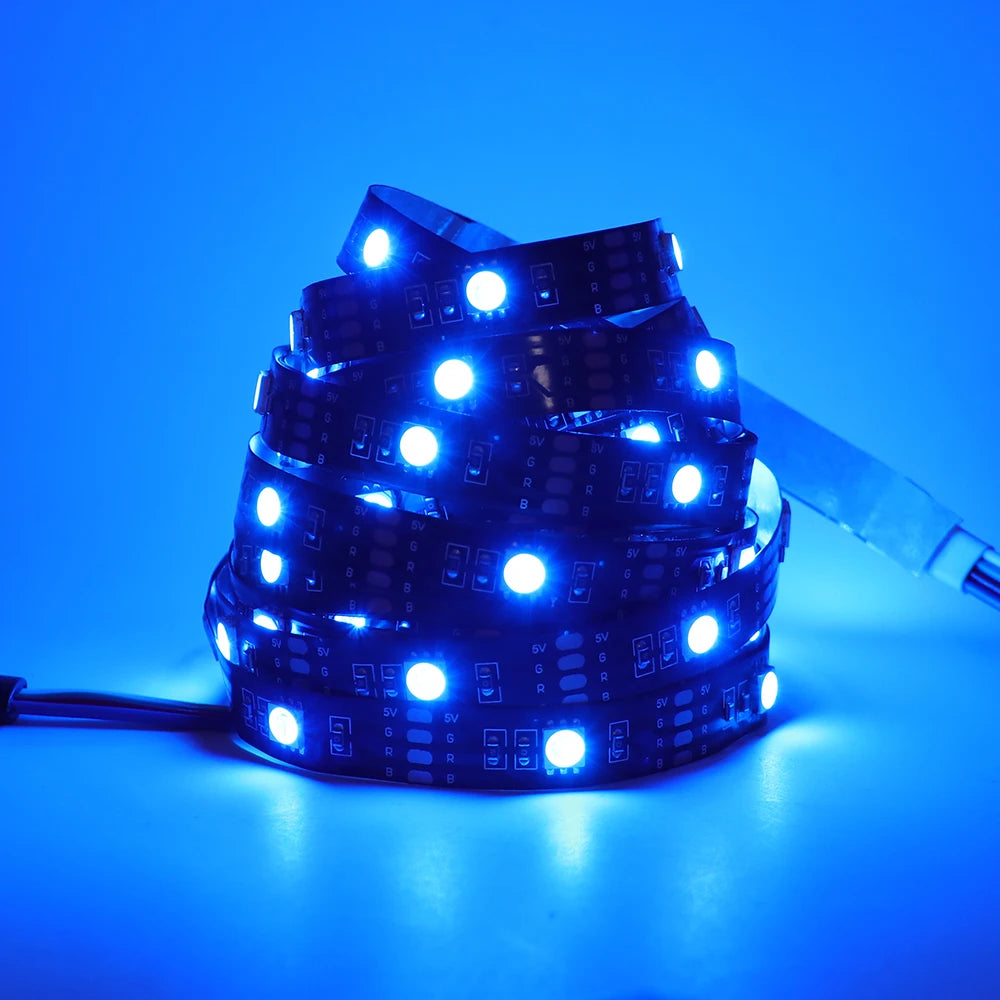 5v 5050 RGB LED Strip Light Flexible Tape Lamp Waterproof 50cm 1m 2m 3m 4m 5m With 4pin Plug White/ Black PCB Home Decoration