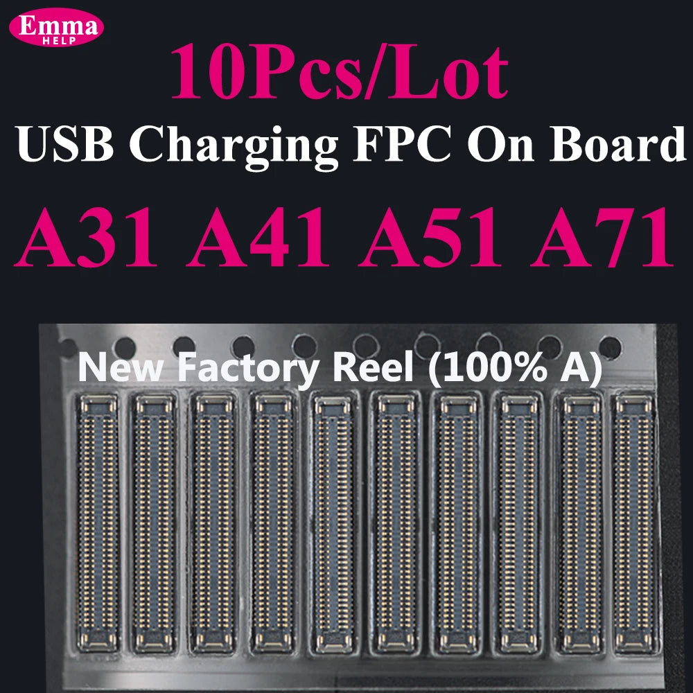 10pcs Charging FPC on MainBoard for Samsung A12 A22 A52 A55 A56 A13 A33 A34 A51 A71 A40 A80 A21S A05 A06 A07 FPC Connector Port