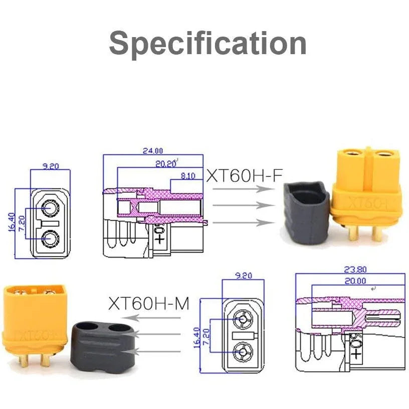 XT60H (XT60 Uograde) Male Female Bullet Connectors Plugs for RC Lipo Battery Rc Drone Airplane Accessories XT60 Connector