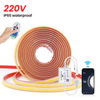 Dimmable COB LED Neon Light Strip Remote Power Kit Wifi Bluetooth Wall Touch 220V 23key Controller 288LEDs/m IP65 Flexible Lamp