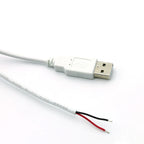 0.3m/1m/2m USB Power Supply Cable 2 Pin USB 2.0 A Female Male Charger Charging Cord Extension Connector DIY White Wire