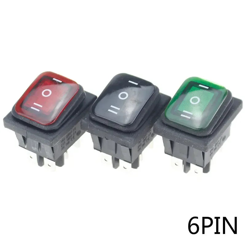 1pcs On Off On 12V/220V Heavy Duty 6 Pin DPDT IP67 Waterproof Auto Boat Marine Toggle Rocker Switch with LED 12V 220V 27x22mm
