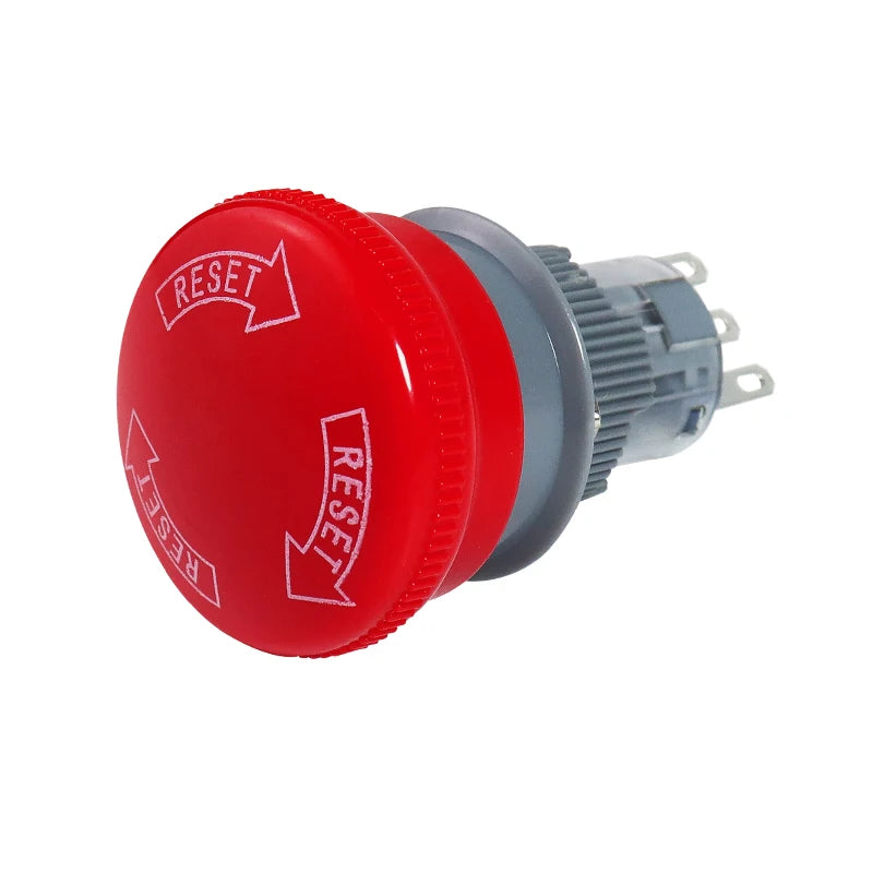 16mm Plastic Emergency Stop Switch Latching Self-locked 1NO1N Red Mushroom Head Electrical Control Push Button Switch VaneAims
