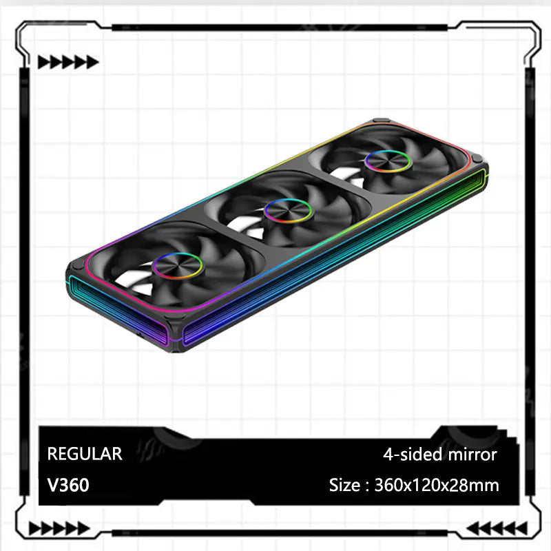 V360/120 ARGB Computer Case Cooling Fan, Infinity Mirror Series/CD pattern/Hydraulic bearings Integrated cooling fan