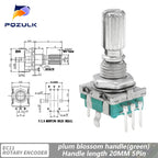 5PCS  20 Position Incremental 360 Rotary Encoder Knob Button Switch EC11 Arduino Digital Potentiometer 15/20mm Plum Half Shaft