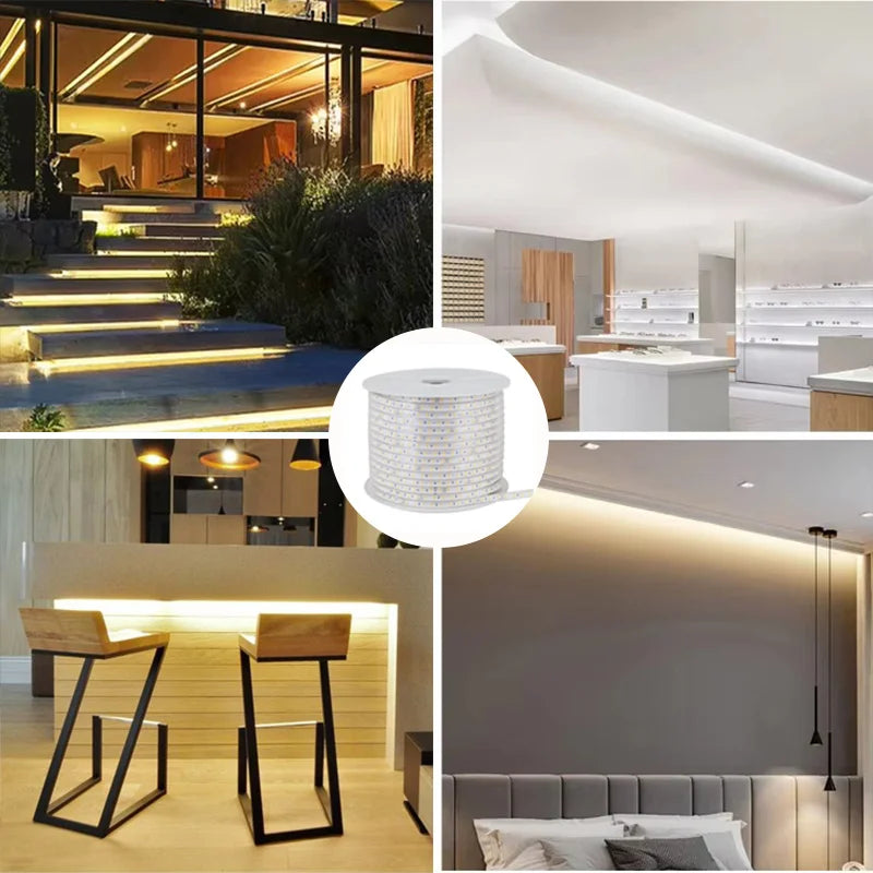 220v Led strip 2835 High Brightness 120LED/m with ON-OFF Switch Waterproof Flexible Led Tape Diode Lamp for Home Room Decor