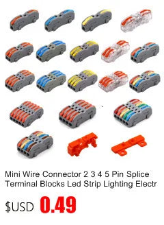 1PC Wire Connector Electric Universal Quick Conductor Splitter Push-in LED Cable Terminal Blocks Mountable Rail Junction Box