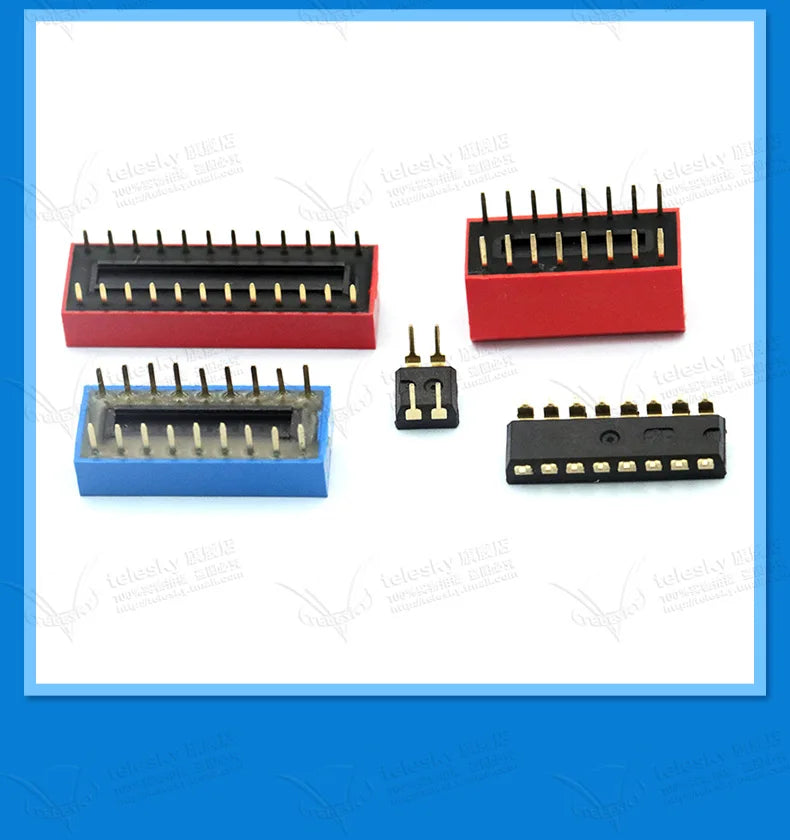 5PCS Dial Switches Toggle Side Dial Flat Dial Coding Patch 2P 4 5 6 8 9 10 Bit 2.54mm Red Blue Black