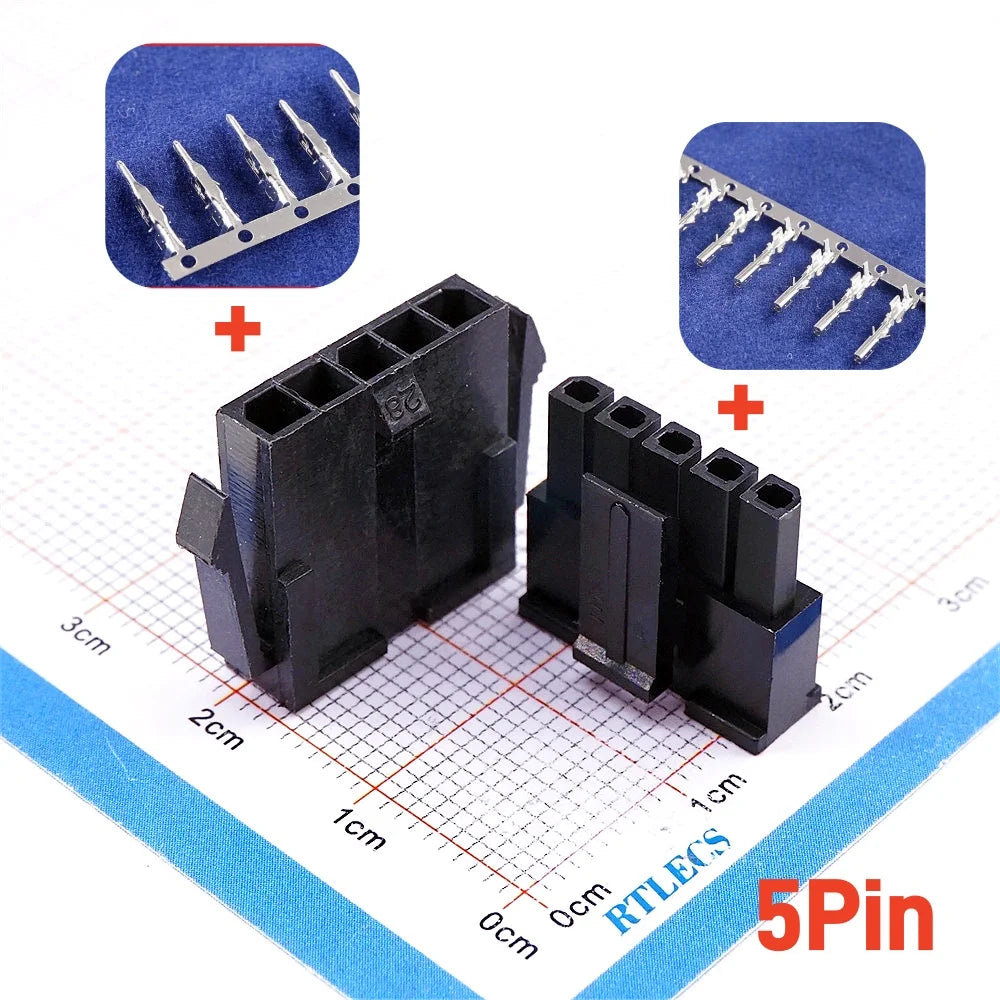 10Sets Micro-Fit 3.0 MM Receptacle Housing + Plug Shell Panel Mount Ear + Male Female Crimp Terminal 2 3 4 5 6 7 8 9 10 Circuits