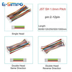 10PC SH 1.0mm Single/Double Plug Connector with Wire 60/80/120-1000mm Cable 2 3 4 5-12 Pin Jumper Line SH1.0 SHR