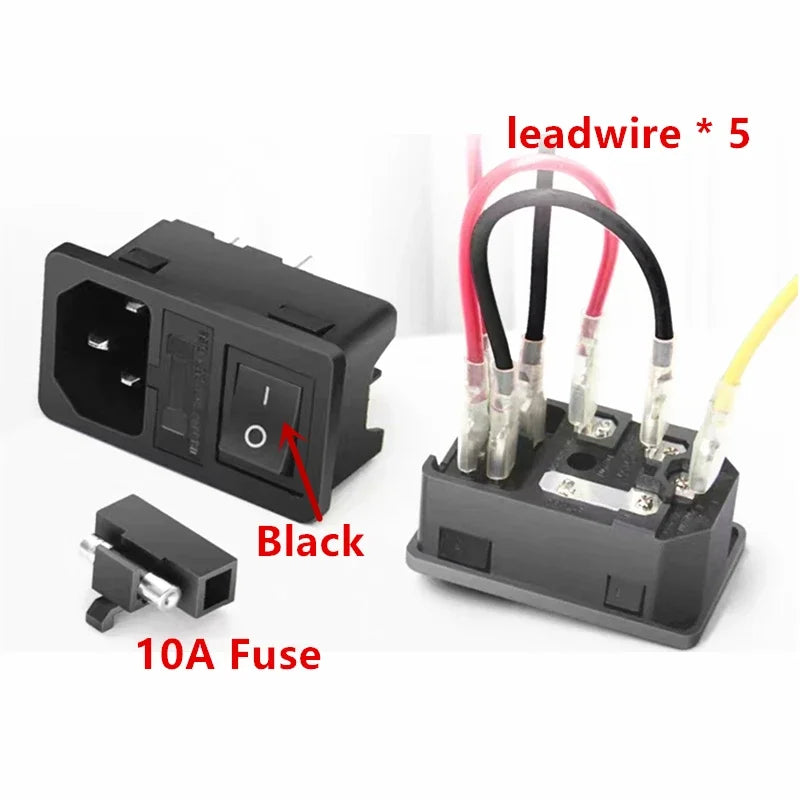 Black CE IEC320 C13 C14 AC Power Panel Socket PDU UPS Rewirable Wiring Plug Electric Battery Receptacle Docking Outlet 10A 250V