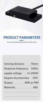 E2K-F Capacitive Proximity Switch Sensor 10mm Sensing Range NPN PNP 12-24V DC Square Capacitive Sensor