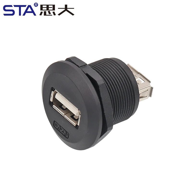 IP67 Waterproof Threaded Type EP Panel Board Female to Male Front Mounted USB 2.0/3.0 Socket Adapter Circular Aviation Connector