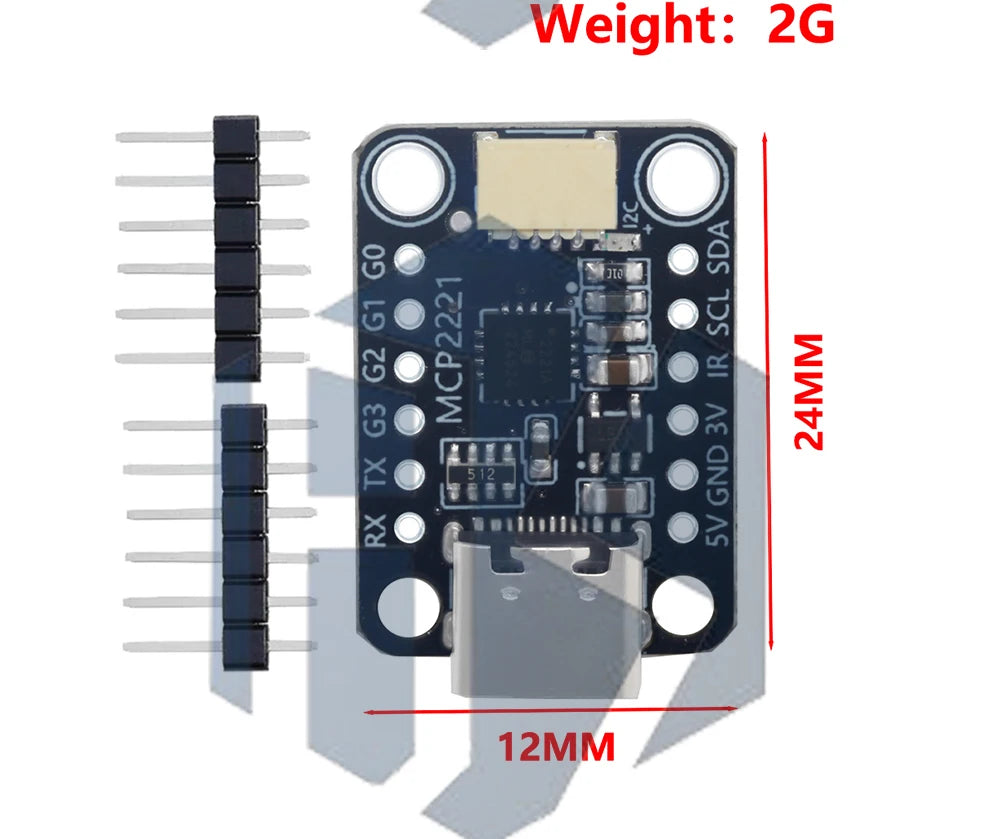 MCP2221A Breakout Board Type-C USB Interface STEMMA QT Qwiic Signal Acquisition Measurement Module for Arduino DIY