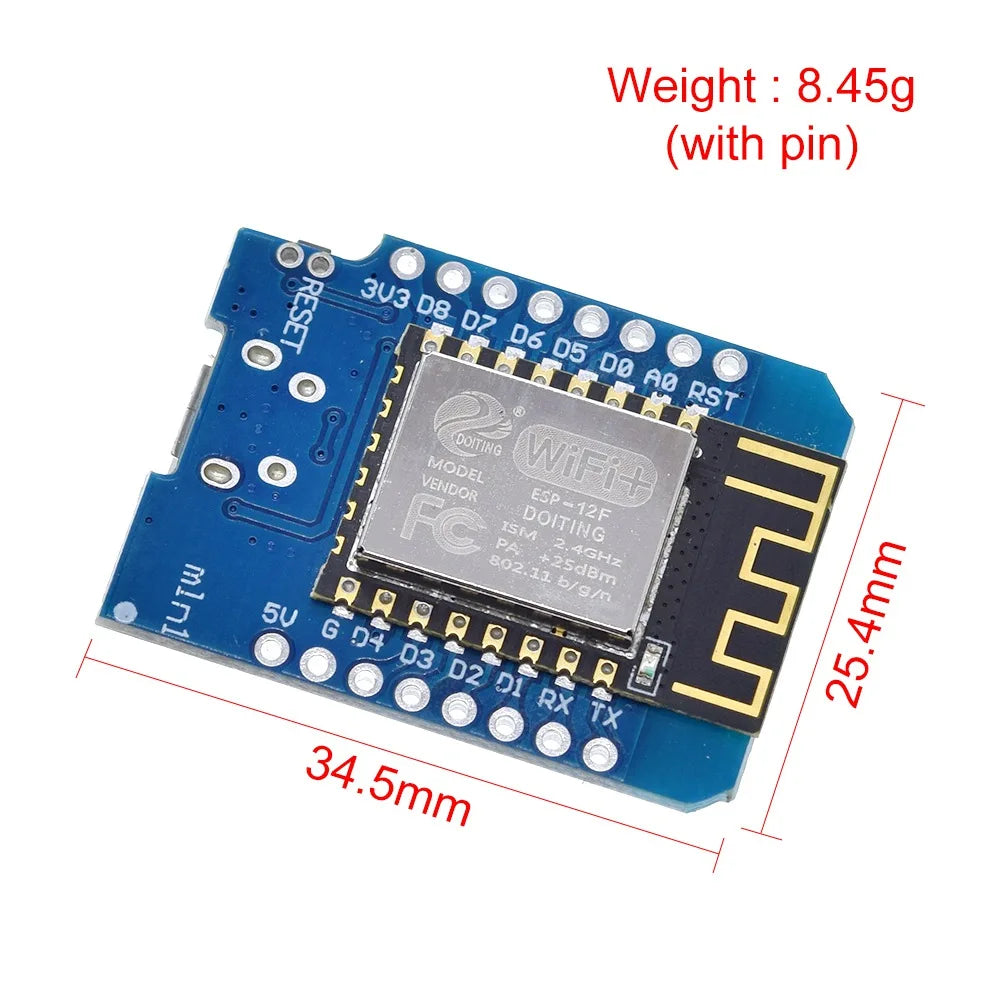 1-10pcs ESP8266 D1 Mini WIFI Development Board ESP-12F Wemos D1 Mini Nodemcu Lua Iot Board 3.3V Met Pins TYPE-C/Micro USB XZG