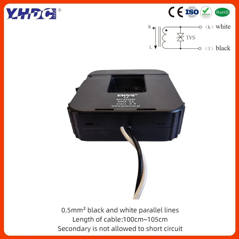 QL Series SCT4333QL Input 100A 200A 300A 400A 500A 600A Output 1A/5A Accuracy 1% Split Core Current Transformer