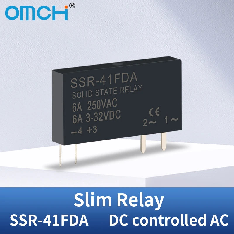 OMCH SSR-41FDA SSR-41FDD Slim Relay 250VAC 3-32VDC 6A Non-contact Din Rail Relay DC-AC DC-DC SSR Solid State Relay Module