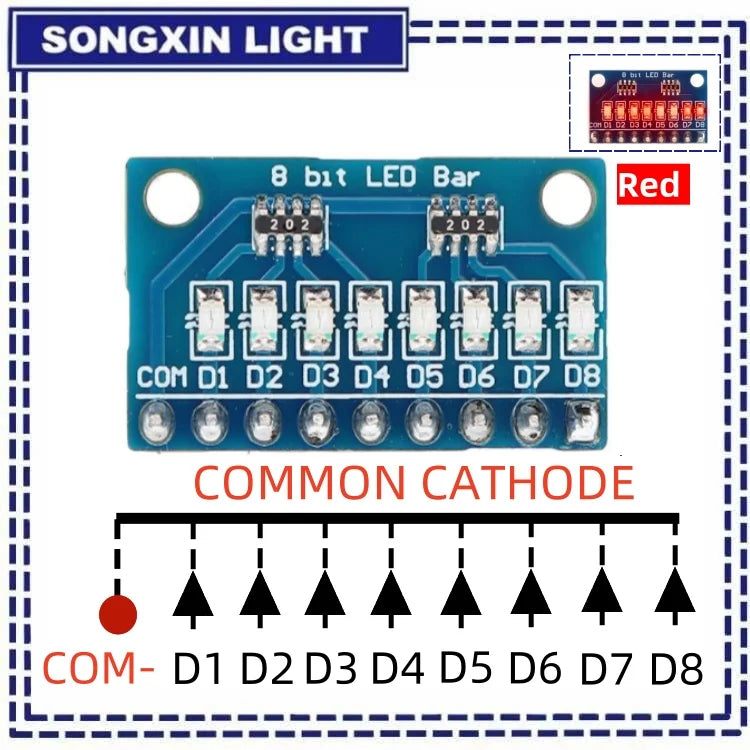 3-24V 8 Bit Blue/Red Common anode/cathode LED indicator Module Breadboard starter kit Board for MCU ARM 3d printer UNO MEGA2560