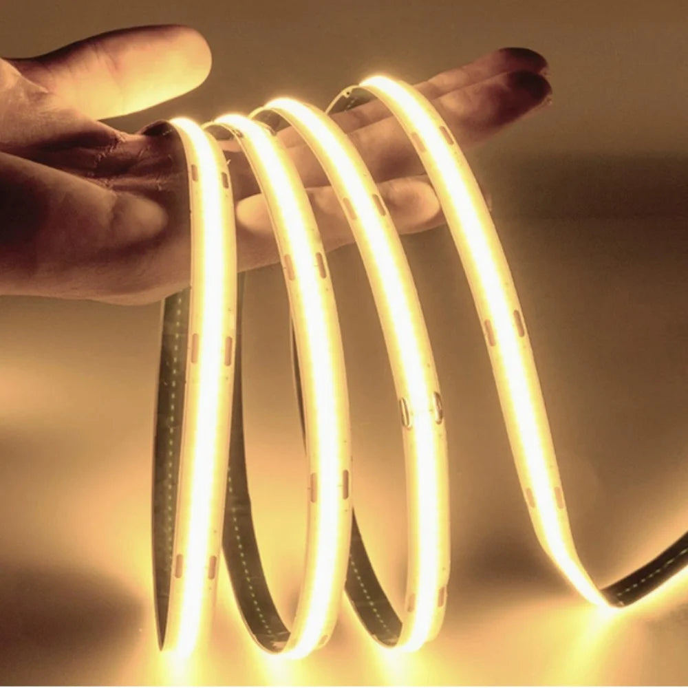 COB LED Strip Light High Density Linear Lighting 480/528Leds/m Flexible Tape Warm Natural White Red Blue Green Decor DC12/24V