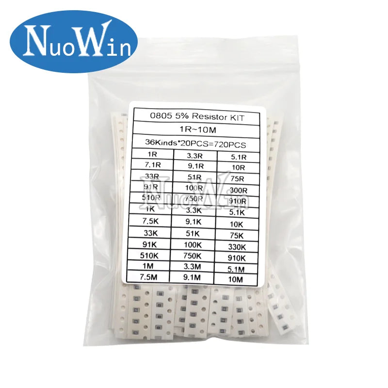 0402 0603 0805 1206 1210 2010 2512 SMD Chip Resistor Sample Kit Alloy Resistance Assorted Set 1% 5% 10R 100R 220R 1K 10K 100K